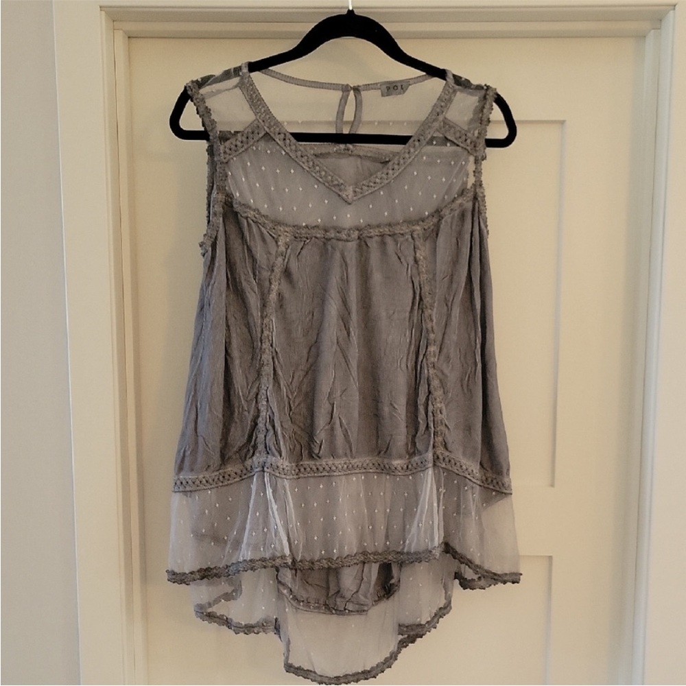 POL Gray Flowy Top NWOT